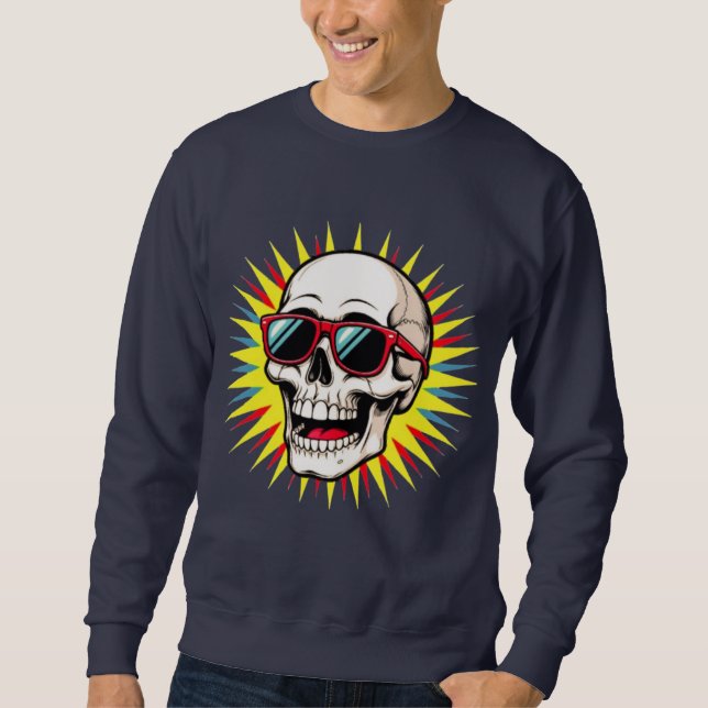 **Funny Skull With Sunglasses – Cartoon Laughing S Sweatshirt (Vorderseite)