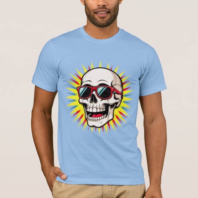 **Funny Skull With Sunglasses – Cartoon Laughing S T-Shirt (Vorderseite)