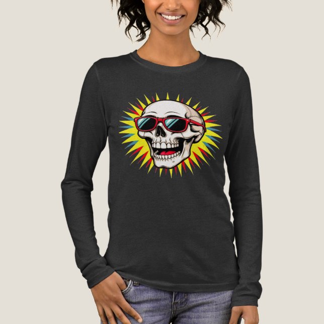 **Funny Skull With Sunglasses – Cartoon Laughing S Tri-Blend Shirt (Vorderseite)