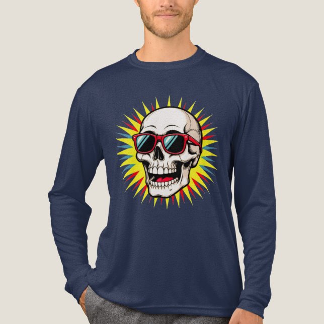 **Funny Skull With Sunglasses – Cartoon Laughing S Tri-Blend Shirt (Vorderseite)
