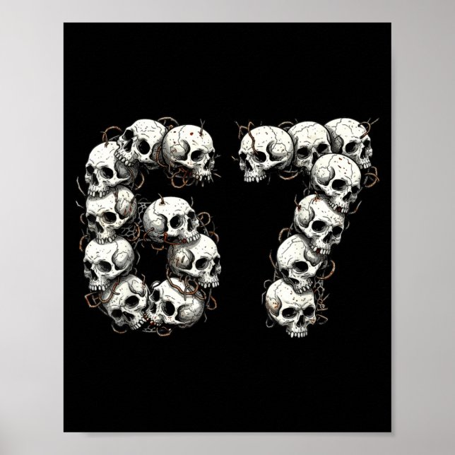 Funny Skulls 6 7 Meme Six Seven Love Halloween  Poster (Vorne)