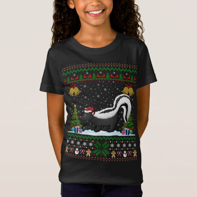Funny Skunks Xmas Geschenk Weihnachtsmannmütze Ugl T-Shirt (Vorderseite)