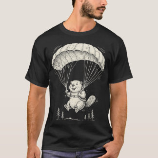 Funny Skydiving Beaver Design Cute Parachute T-Shirt