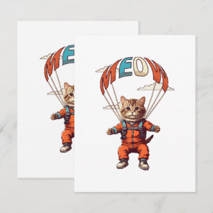 Funny Skydiving Cat Begleitkarte