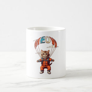 Funny Skydiving Cat Kaffeetasse