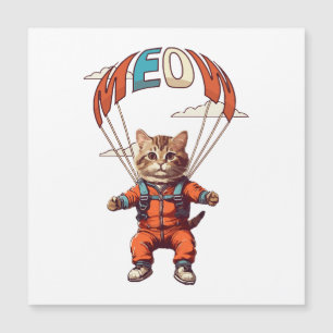 Funny Skydiving Cat Magnetkarte
