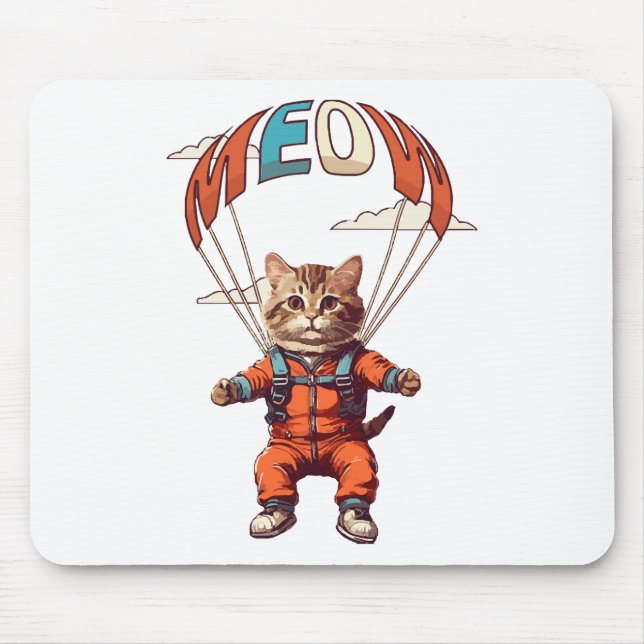 Funny Skydiving Cat Mousepad (Vorne)