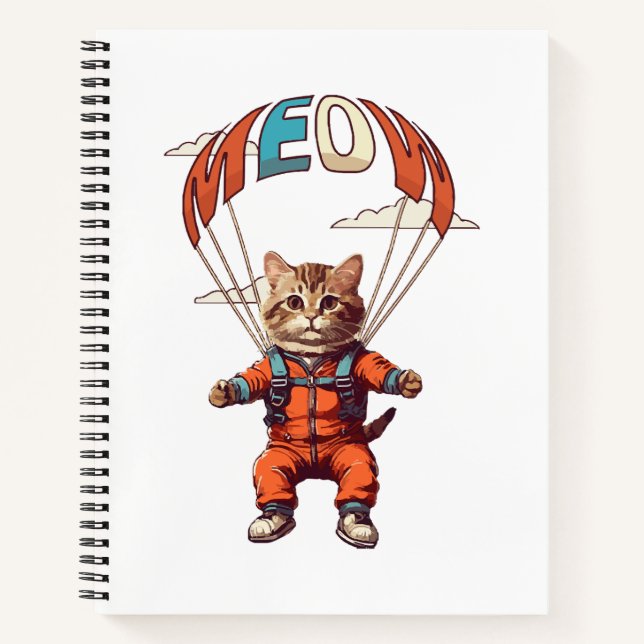 Funny Skydiving Cat Notizbuch (Vorderseite)