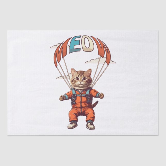 Funny Skydiving Cat Seidenpapier (Vorderseite)