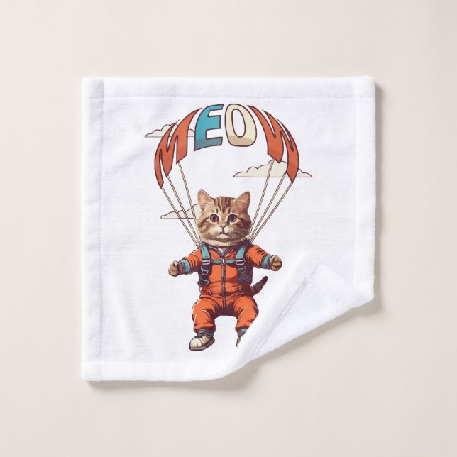 Funny Skydiving Cat Waschlappen (Waschlappen)