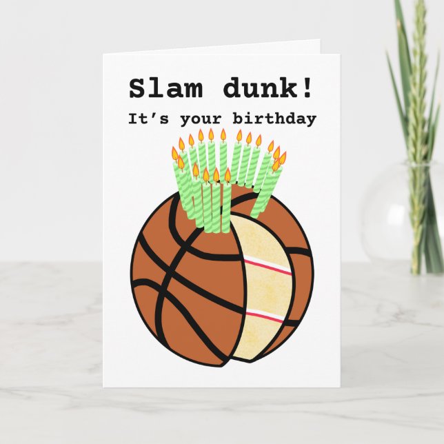 Funny Slam Dunk Basketball Geburtstag Karte (Vorderseite)