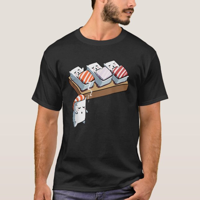 Funny Sleep Walking Sushi Kawaii Japanisch Geschma T-Shirt (Vorderseite)
