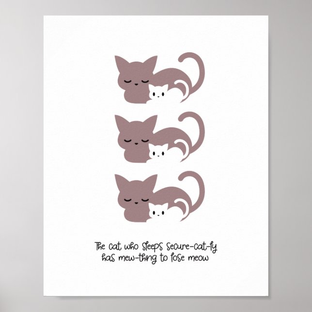 Funny Sleeping Cat Pub und Art I Notepad Poster (Vorne)