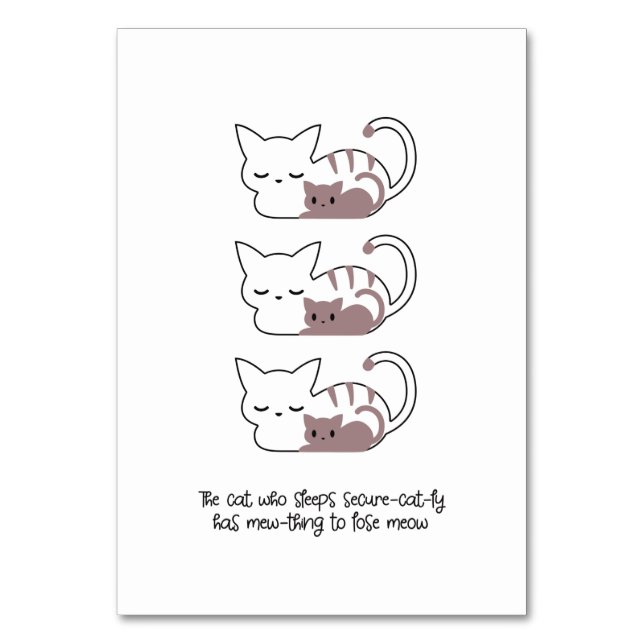 Funny Sleeping Cat Pub und Art II Tischnummer (Vorderseite)