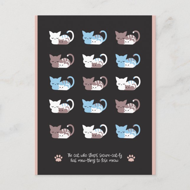 Funny sleeping cat quotes II postcard Postkarte (Vorderseite)
