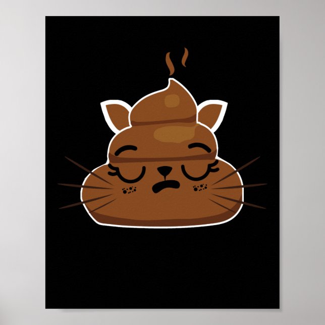 Funny Sleepy Cat Emoji Pajama Poo Emoticon Spaß Poster (Vorne)