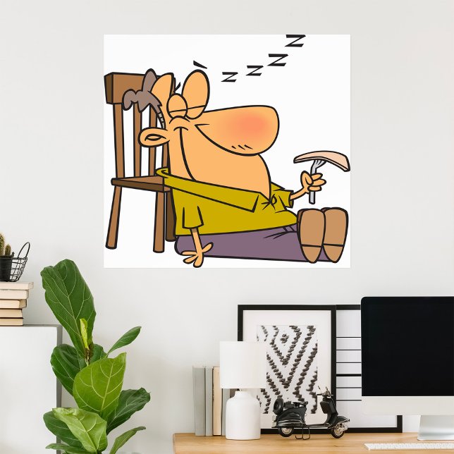 Funny Sleepy Man Napping mit Sandwich Poster (Von Creator hochgeladen)