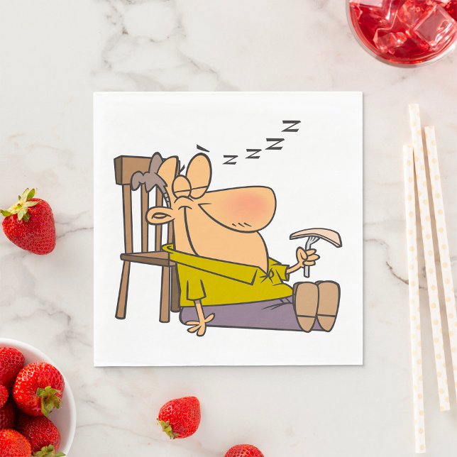 Funny Sleepy Man Napping mit Sandwich Serviette (Von Creator hochgeladen)