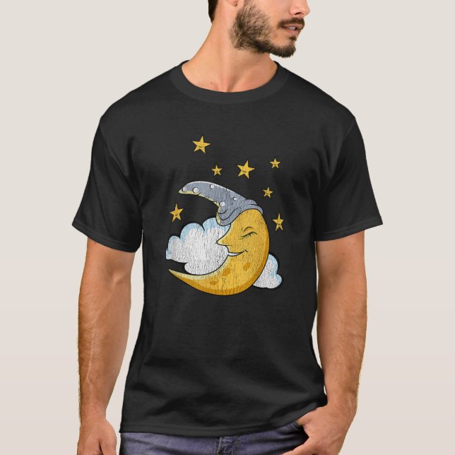 Funny Sleepy Moon Stars Cloud Pjs Schlafen T-Shirt (Vorderseite)