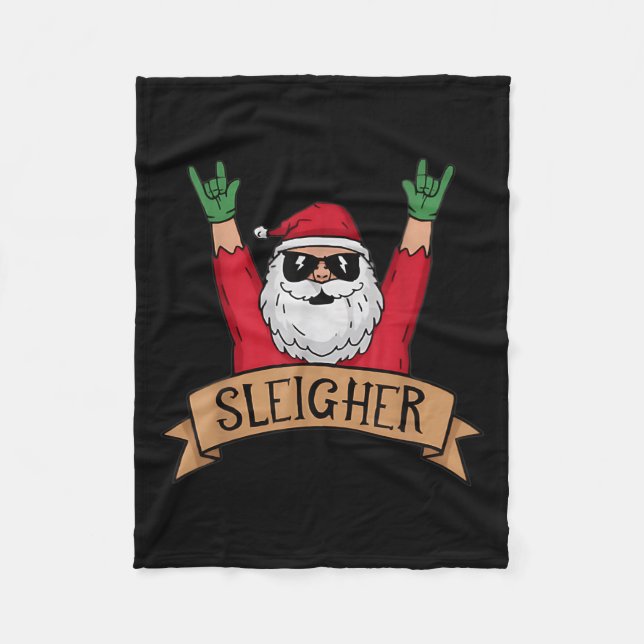 Funny Sleigher Rock'n'Roll Santa Claus Weihnachten Fleecedecke (Vorderseite)