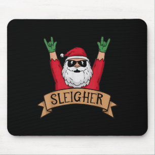 Funny Sleigher Rock'n'Roll Santa Claus Weihnachten Mousepad