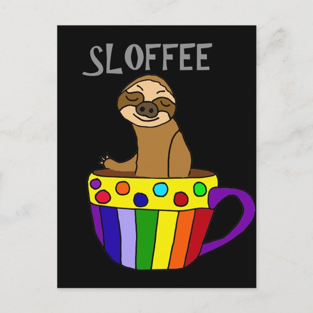 Funny SLOFFEE Sloth Drink Coffee Design Postkarte (Vorderseite)