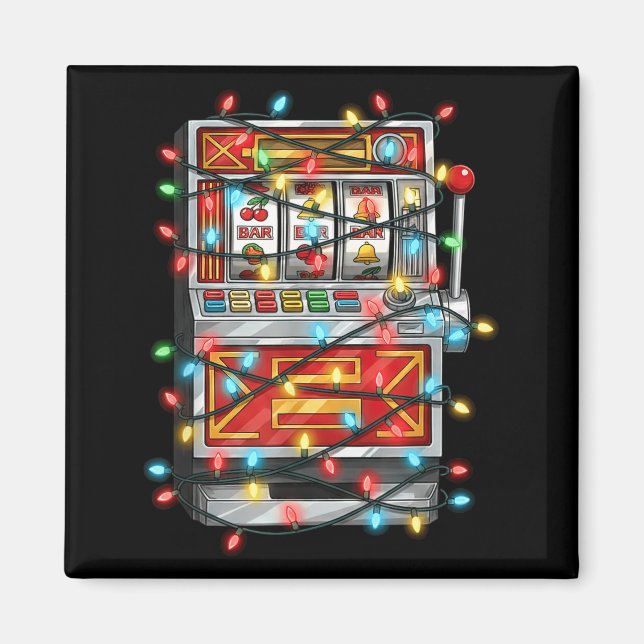 Funny Slot Machine Christmas Graphics Lights Lover Magnet (Vorne)
