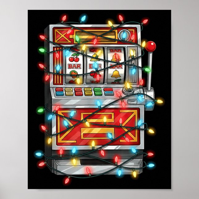 Funny Slot Machine Christmas Graphics Lights Lover Poster (Vorne)