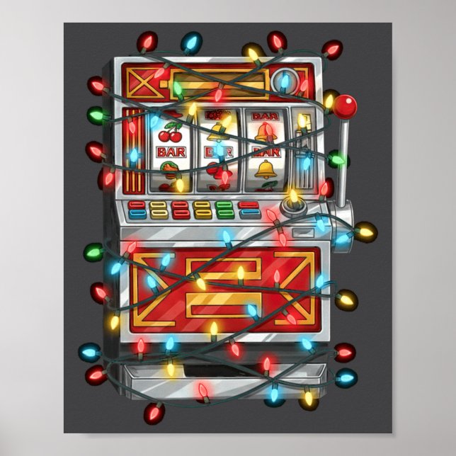 Funny Slot Machine Christmas Graphics Lights Lover Poster (Vorne)
