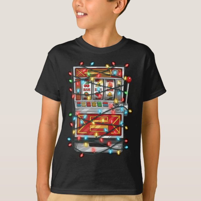 Funny Slot Machine Christmas Graphics Lights Lover T-Shirt (Vorderseite)