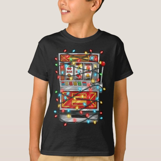 Funny Slot Machine Christmas Graphics Lights Lover T-Shirt (Vorderseite)
