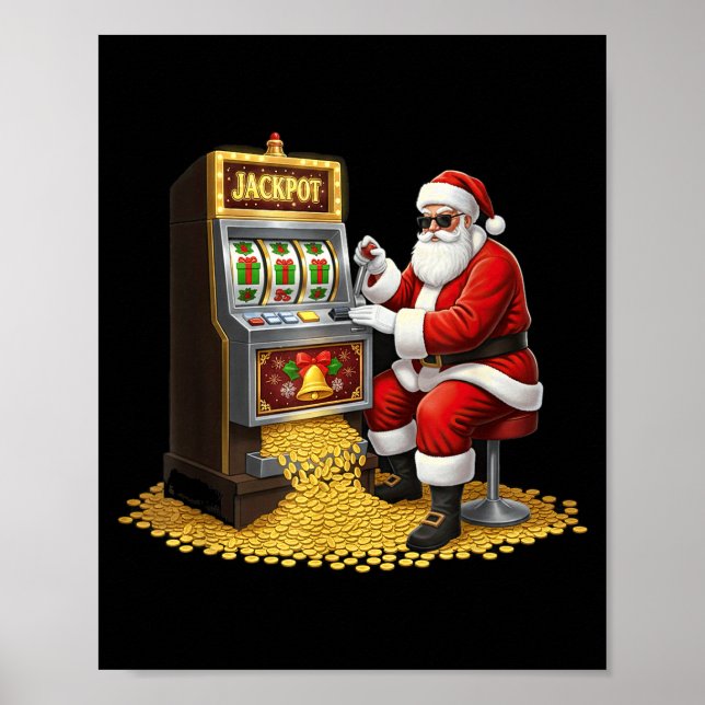 Funny Slot Machine Santa Christmas Graphic Casino  Poster (Vorne)
