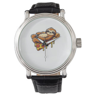 Funny Sloth aß Pizza, Kawaii Animal Lover Clas Armbanduhr