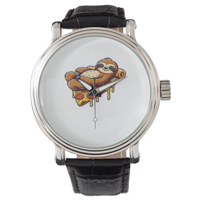Funny Sloth aß Pizza, Kawaii Animal Lover Clas Armbanduhr (Vorderseite)