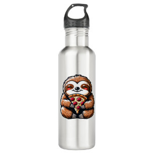 Funny Sloth aß Pizza, Kawaii Animal Lover Clas Edelstahlflasche