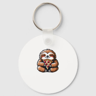 Funny Sloth aß Pizza, Kawaii Animal Lover Clas Schlüsselanhänger