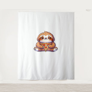 Funny Sloth aß Pizza, Kawaii Animal Lover Clas Wandteppich