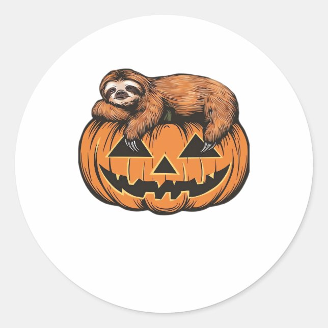 Funny Sloth auf Halloween Pumpkin Essential T - Sh Runder Aufkleber (Vorderseite)