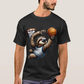 Funny Sloth Basketball spielen T-Shirt