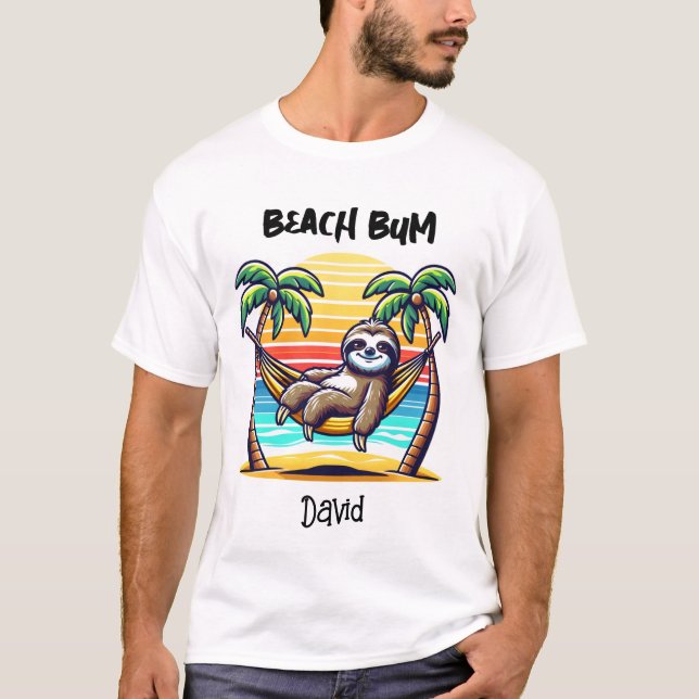 Funny Sloth Beach Bum Mens T - Shirt (Vorderseite)