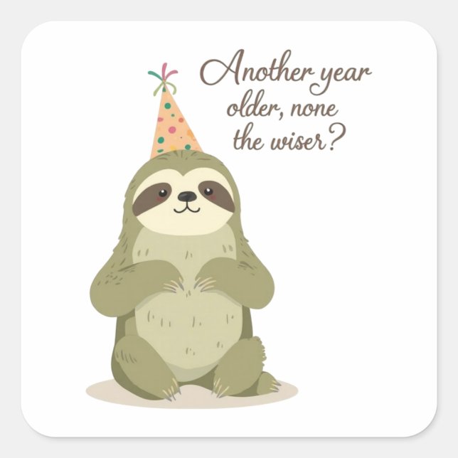 Funny Sloth Birthday Sticker - Sarcastic Vintage (Vorderseite)