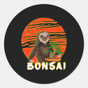 Funny Sloth Bonsai Tree Gift Yoga Masters Runder Aufkleber