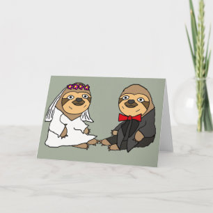 Funny Sloth Brie und Groom Wedding Karte