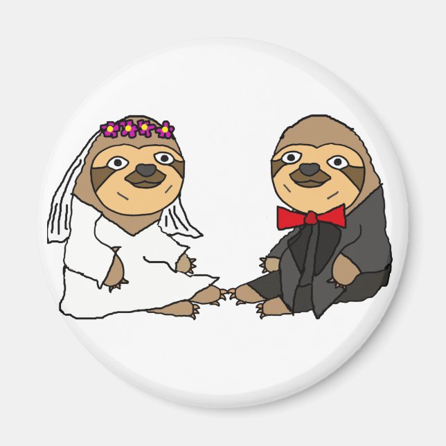 Funny Sloth Brie und Groom Wedding Magnet (Vorne)
