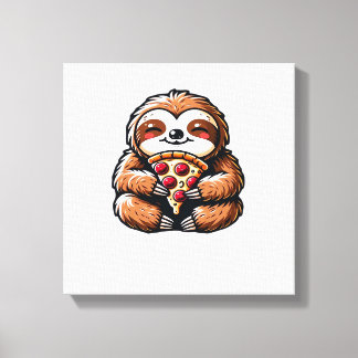 Funny Sloth eating Pizza, Kawaii Animal Lover Clas Leinwanddruck