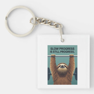 Funny Sloth Gym Motivation Poster - Slow Progress Schlüsselanhänger