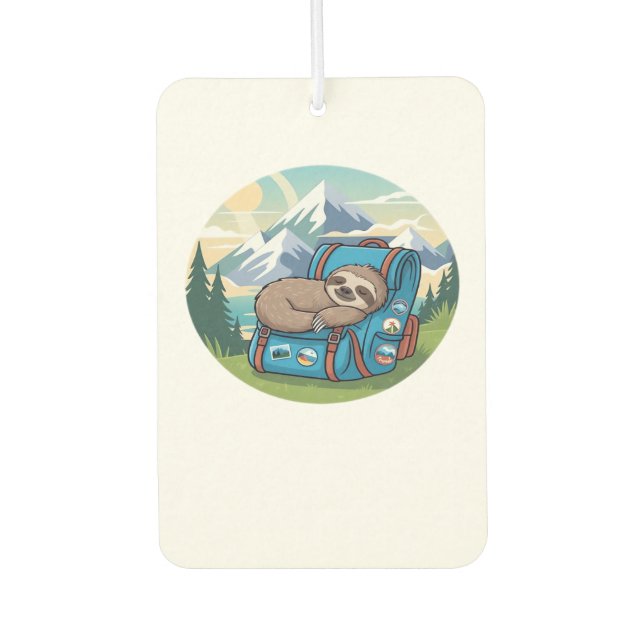 Funny Sloth Hiking Oversized T-Shirt Autolufterfrischer (Vorderseite)