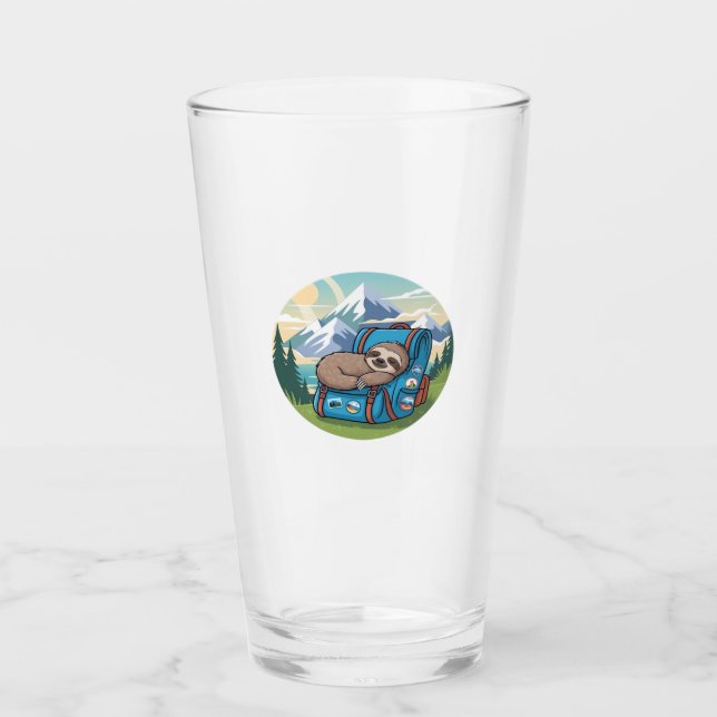 Funny Sloth Hiking Oversized T-Shirt Glas (Vorderseite)