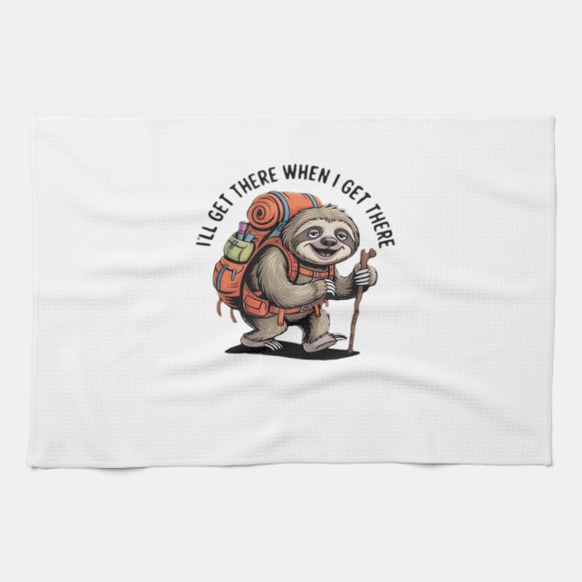 Funny Sloth Hiking Team - Slow and Steady Classic  Geschirrtuch (Horizontal)