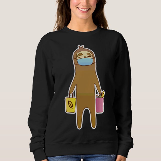Funny Sloth im Thema Covid 19 Sweatshirt (Vorderseite)